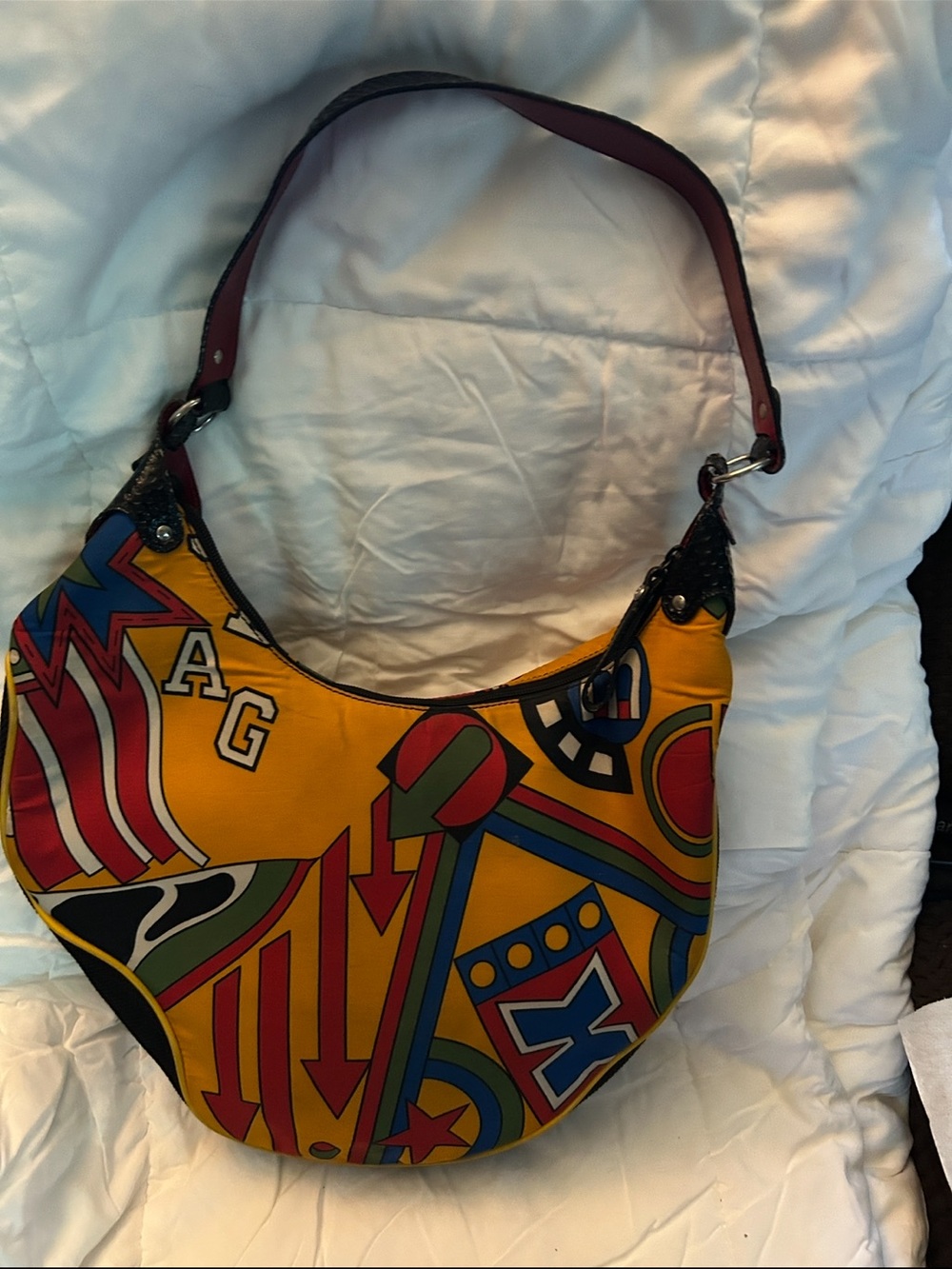 Bold Yellow Graphic Hobo Bag - Women's Shoulder Purse